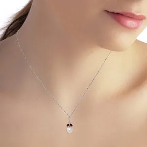 2.2 Carat 14K Solid White Gold Necklace Natural Pearl Garnet