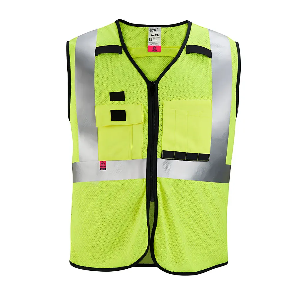 AR/FR Cat. 1 Class 2 High Visibility Yellow Mesh Safety Vest - S/M