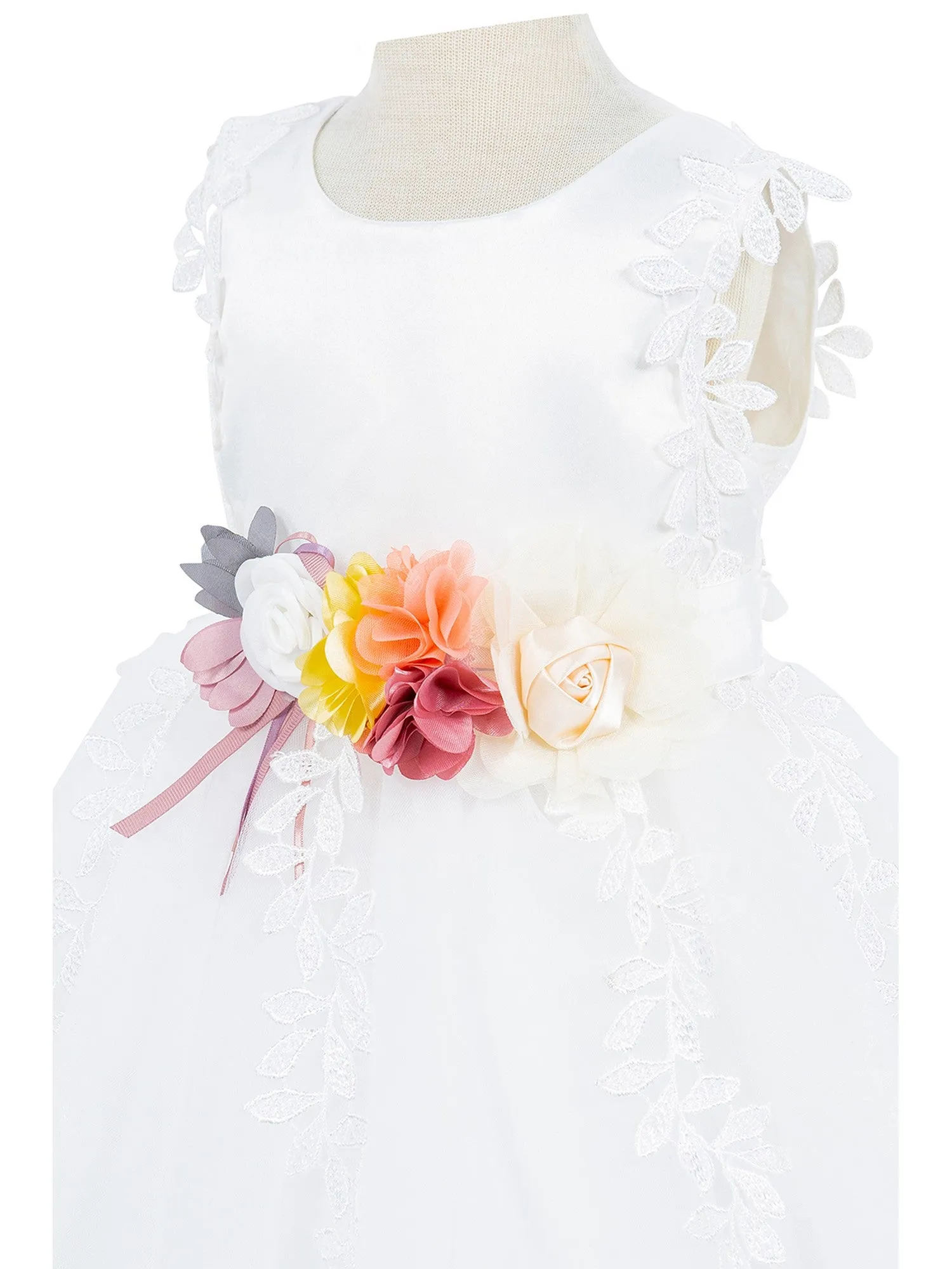 Baby Girls Lala & Erina Ivory Satin Lace Headband Flower Girl Dress 3-24M