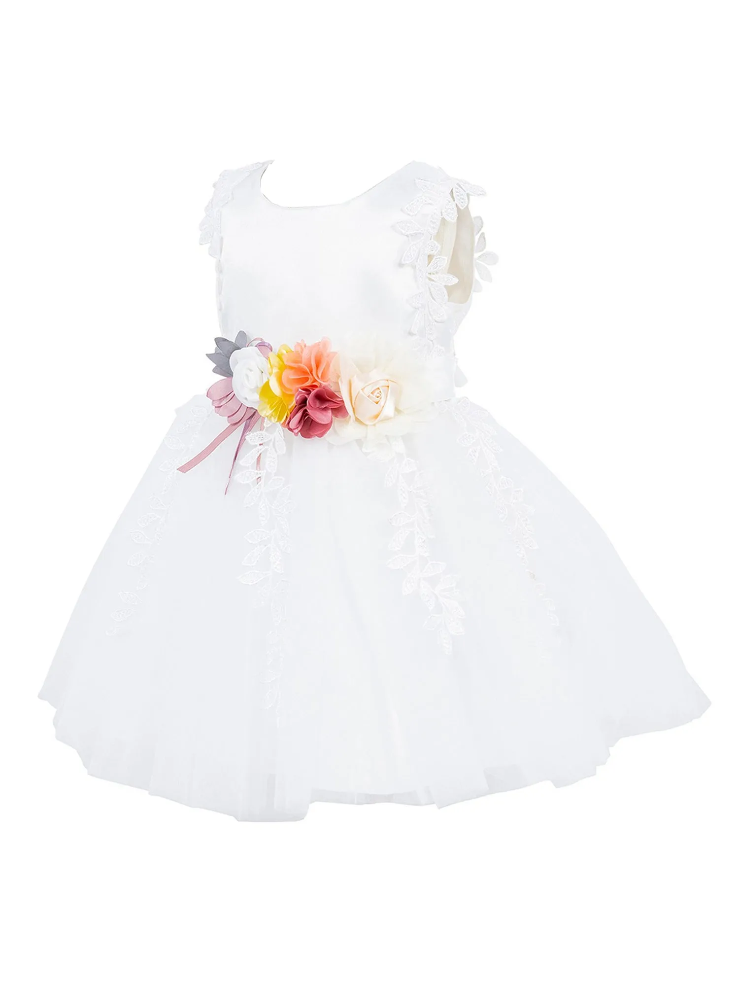 Baby Girls Lala & Erina Ivory Satin Lace Headband Flower Girl Dress 3-24M