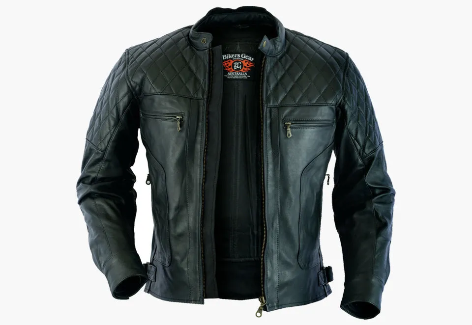 BGA Baron Motorcycle Naked Leather Jacket Black