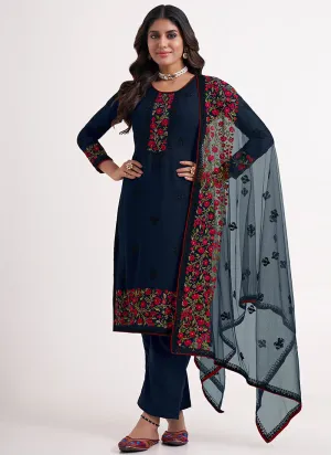 Blue Multi Embroidery Festive Salwar Kameez