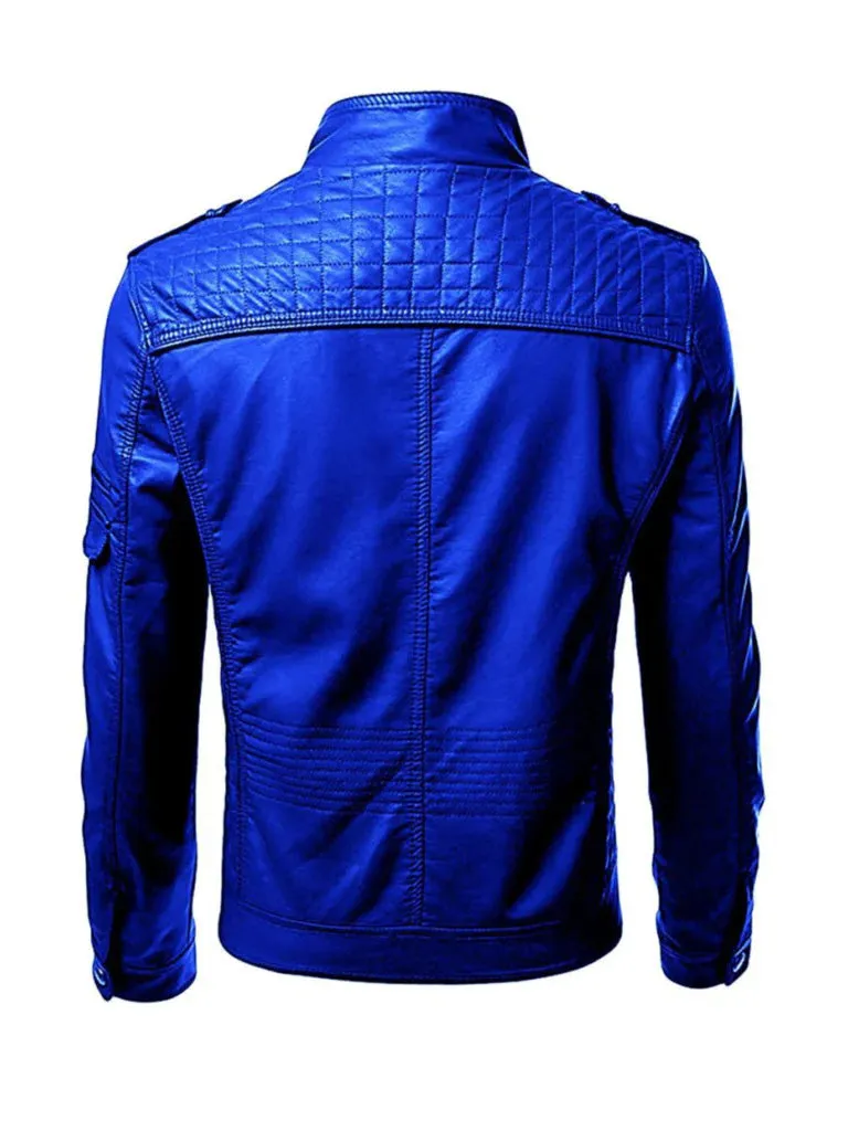 Blue Stylish Leather Jacket