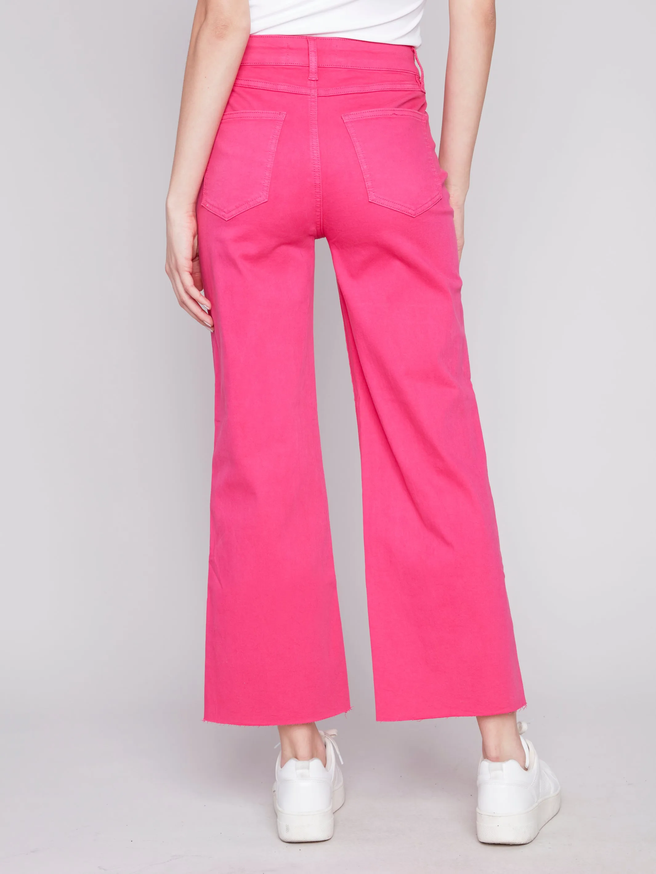 Charlie B Twill Wide Leg Raw Edge Pant