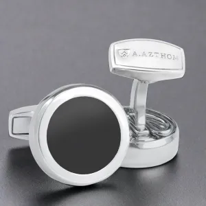 Classic Round Black Button Cover Cufflinks