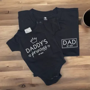 Dad EST Box Hoodies, Crews & Tees