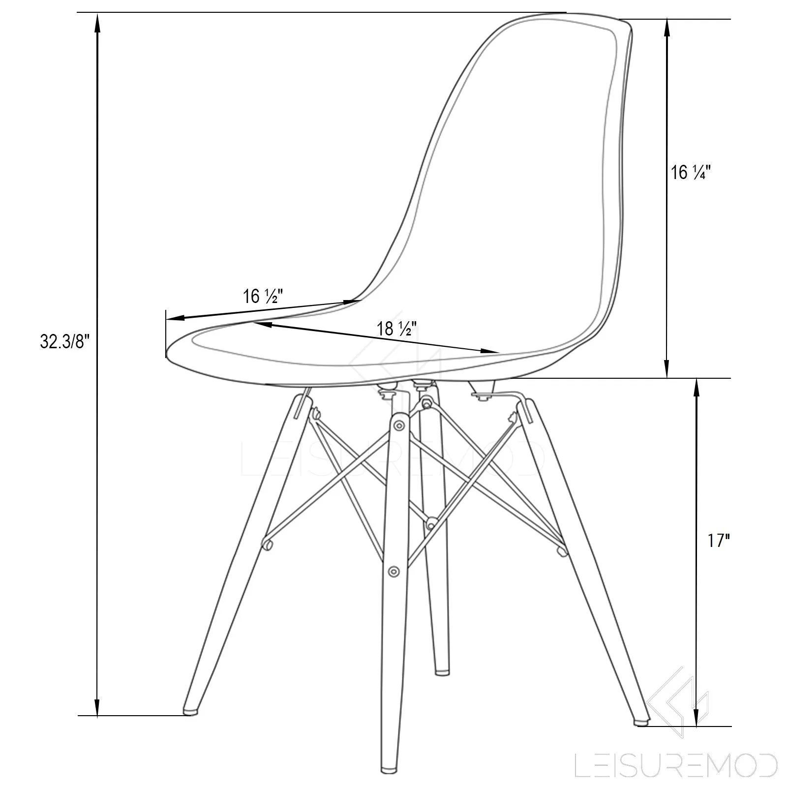 Dover Molded Side Chair with Acrylic Base, Set of 2