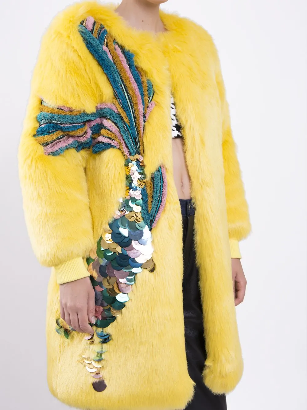 Embellished Faux-Fur Coat