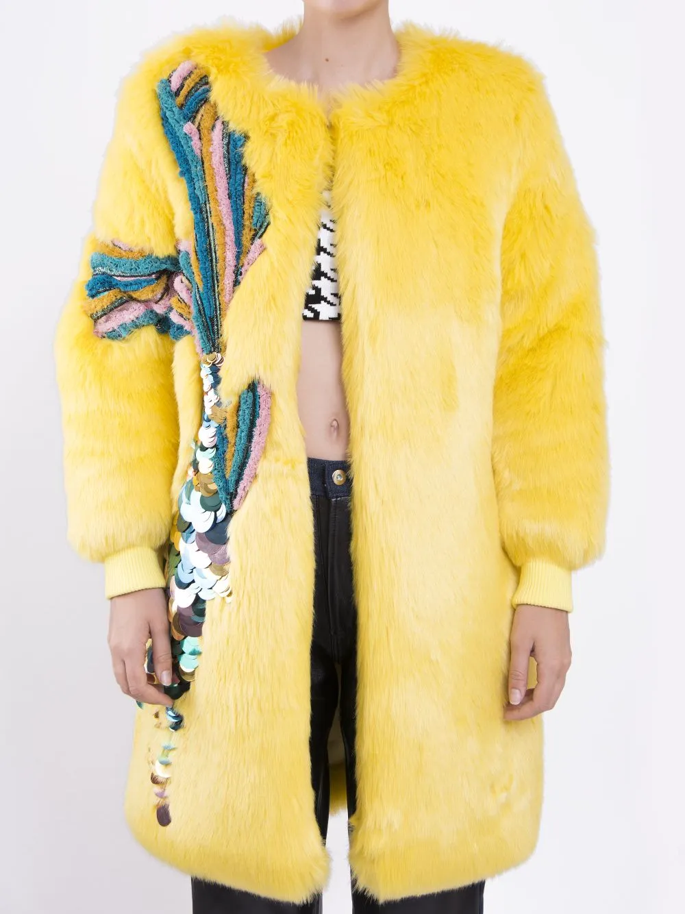 Embellished Faux-Fur Coat