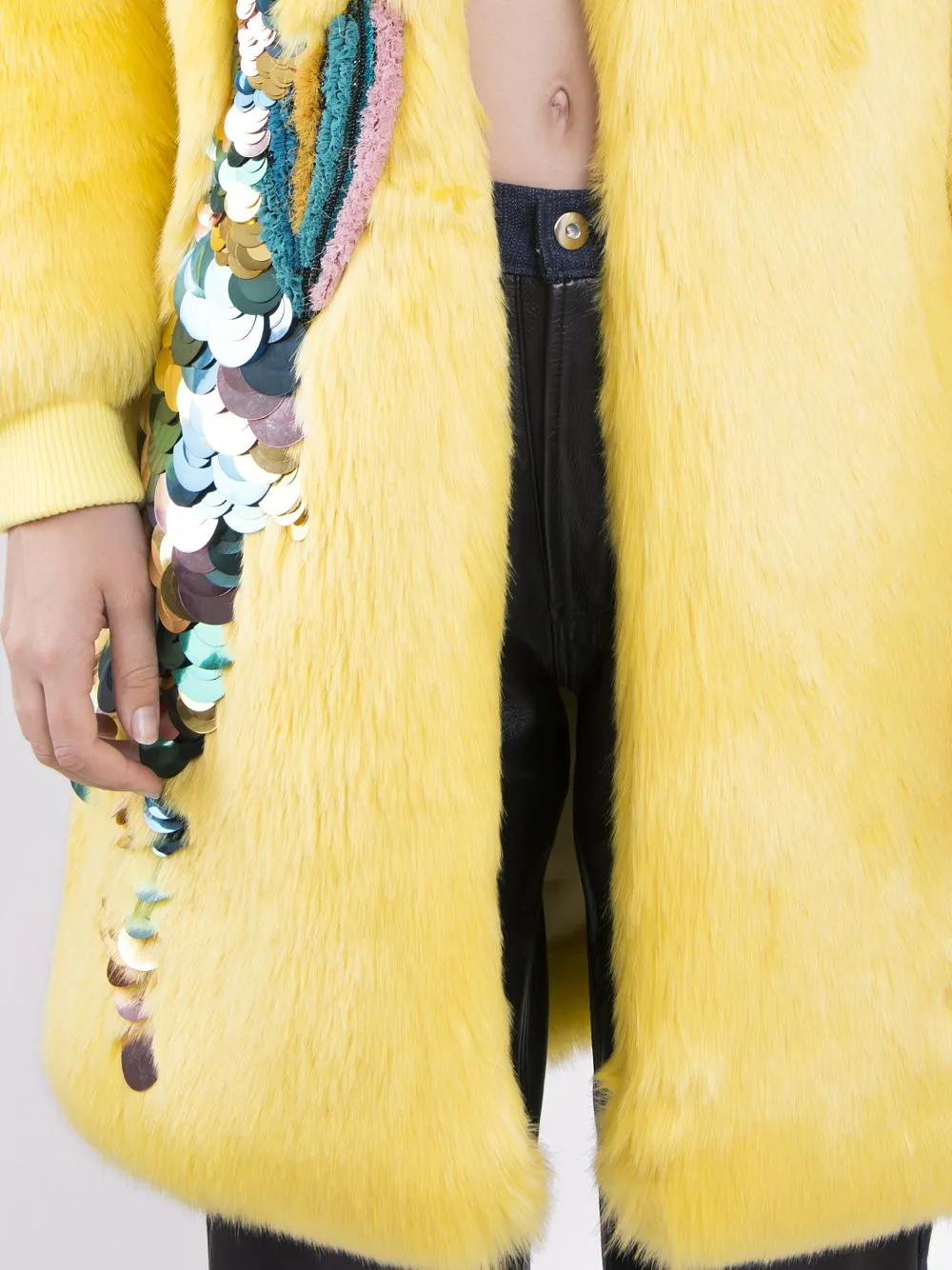 Embellished Faux-Fur Coat