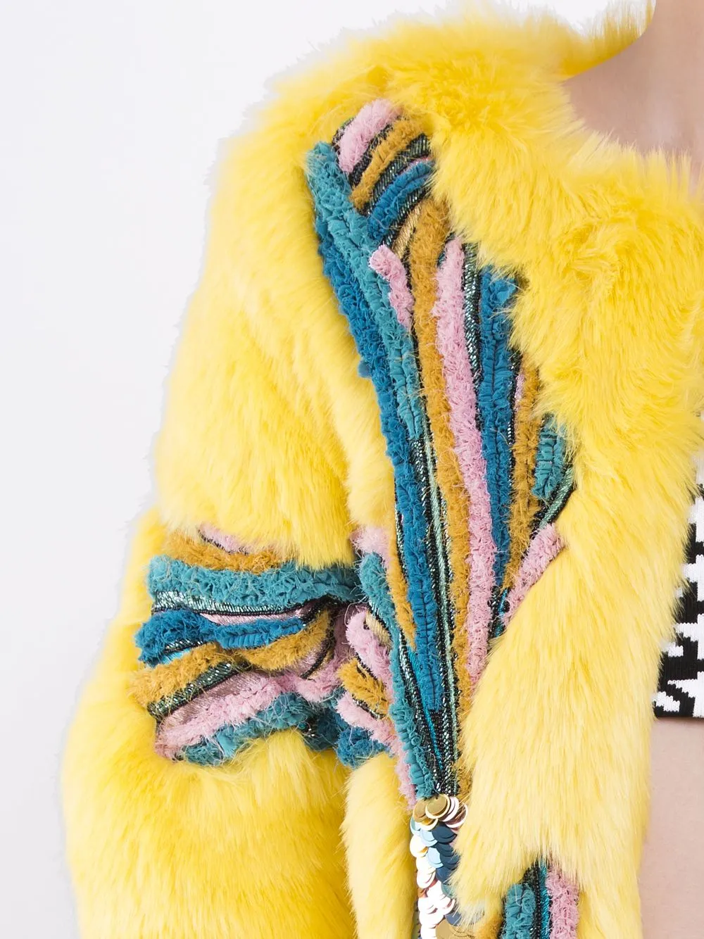 Embellished Faux-Fur Coat