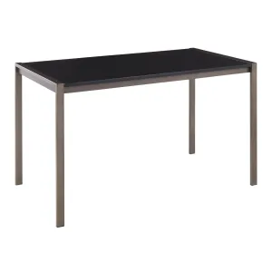 Fuji Industrial Dining Table in Antique Metal with Black Wood by LumiSource