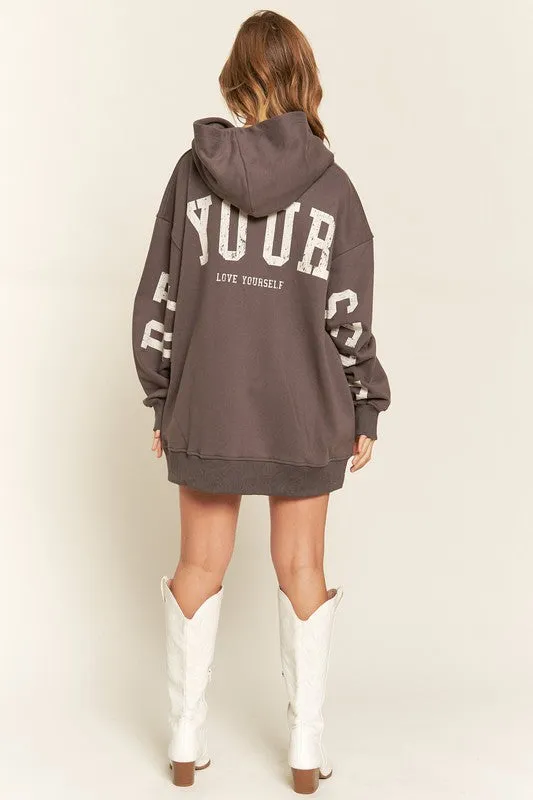 Hot Girl BE YOUR SELF Oversized Cotton Blend Hoodie