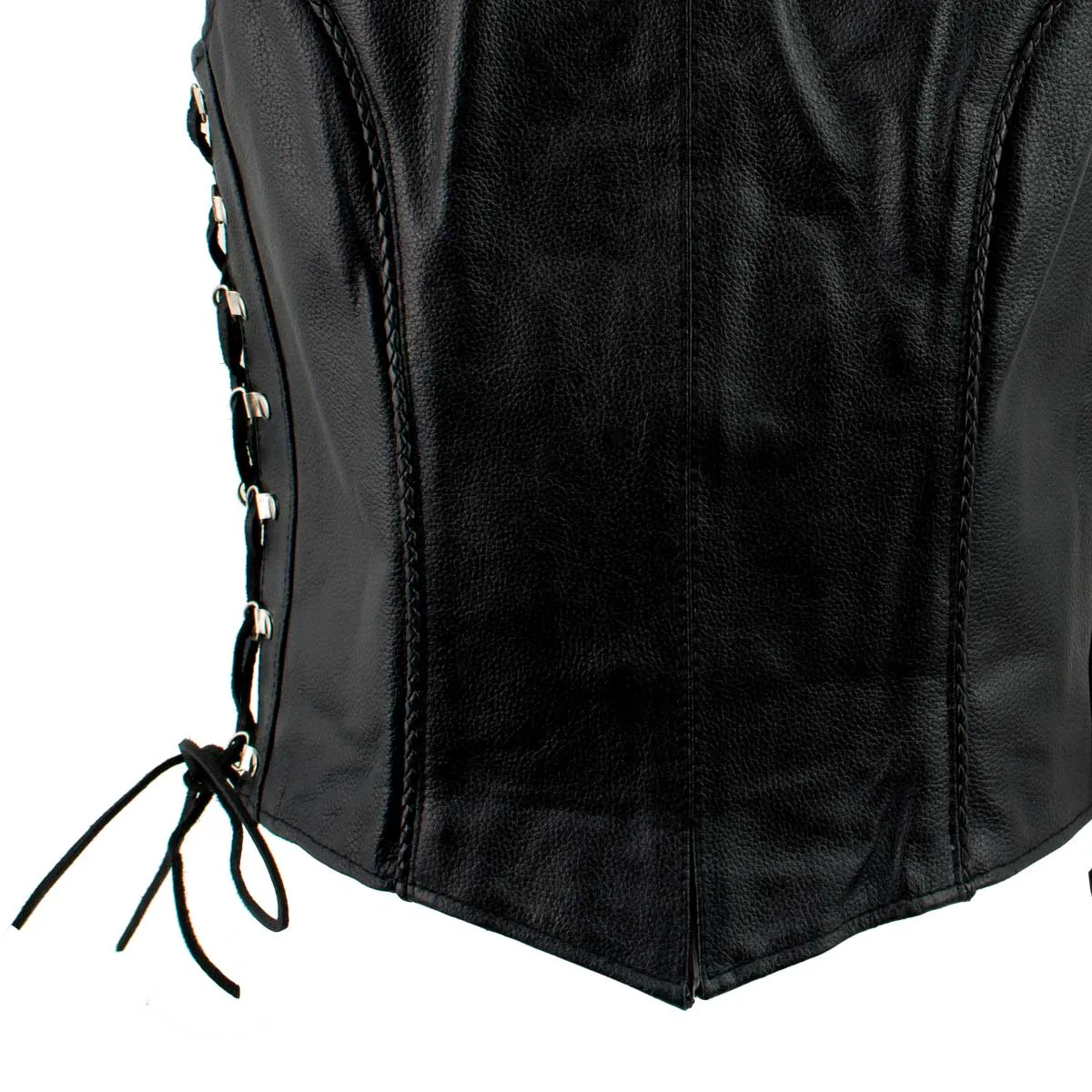 Ladies XS761 Classic Braided Leather Vest with Side Laces