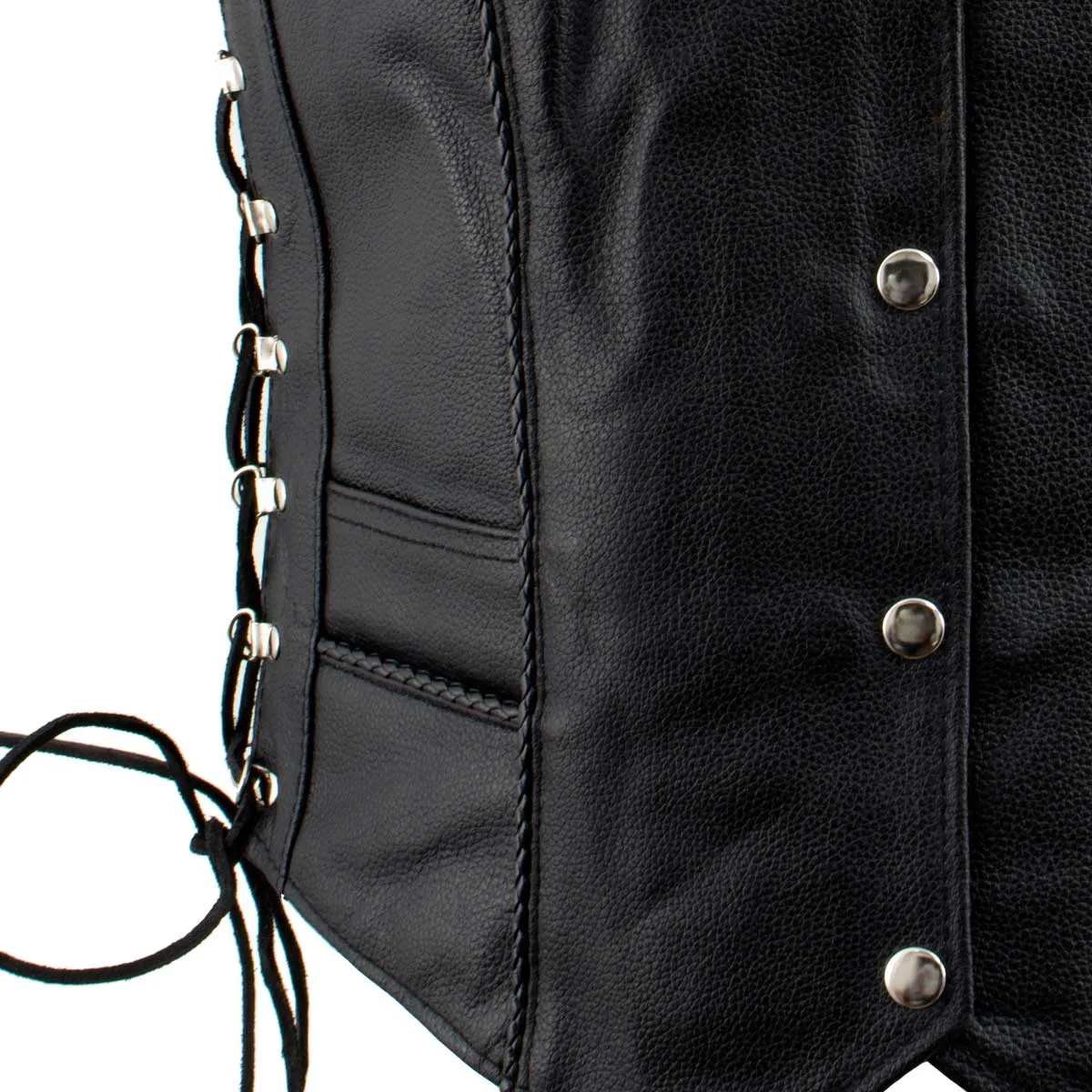 Ladies XS761 Classic Braided Leather Vest with Side Laces