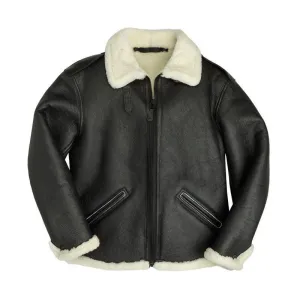 Men's B-6 Black Shearling Bomber Jacket