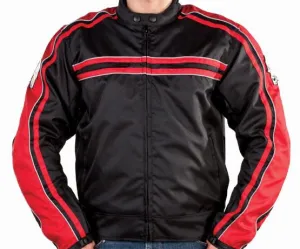 Mens Red Nylon Armored Motorcycle Jacket Night Vision Reflector