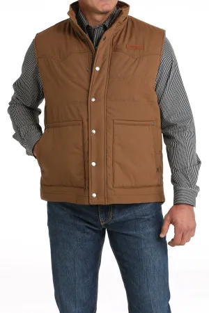 Men's Wax Coated Quilted Vest - Brown - (MWV1902002)