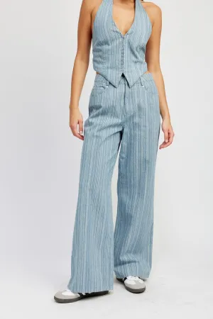 Mid rise wide leg pants