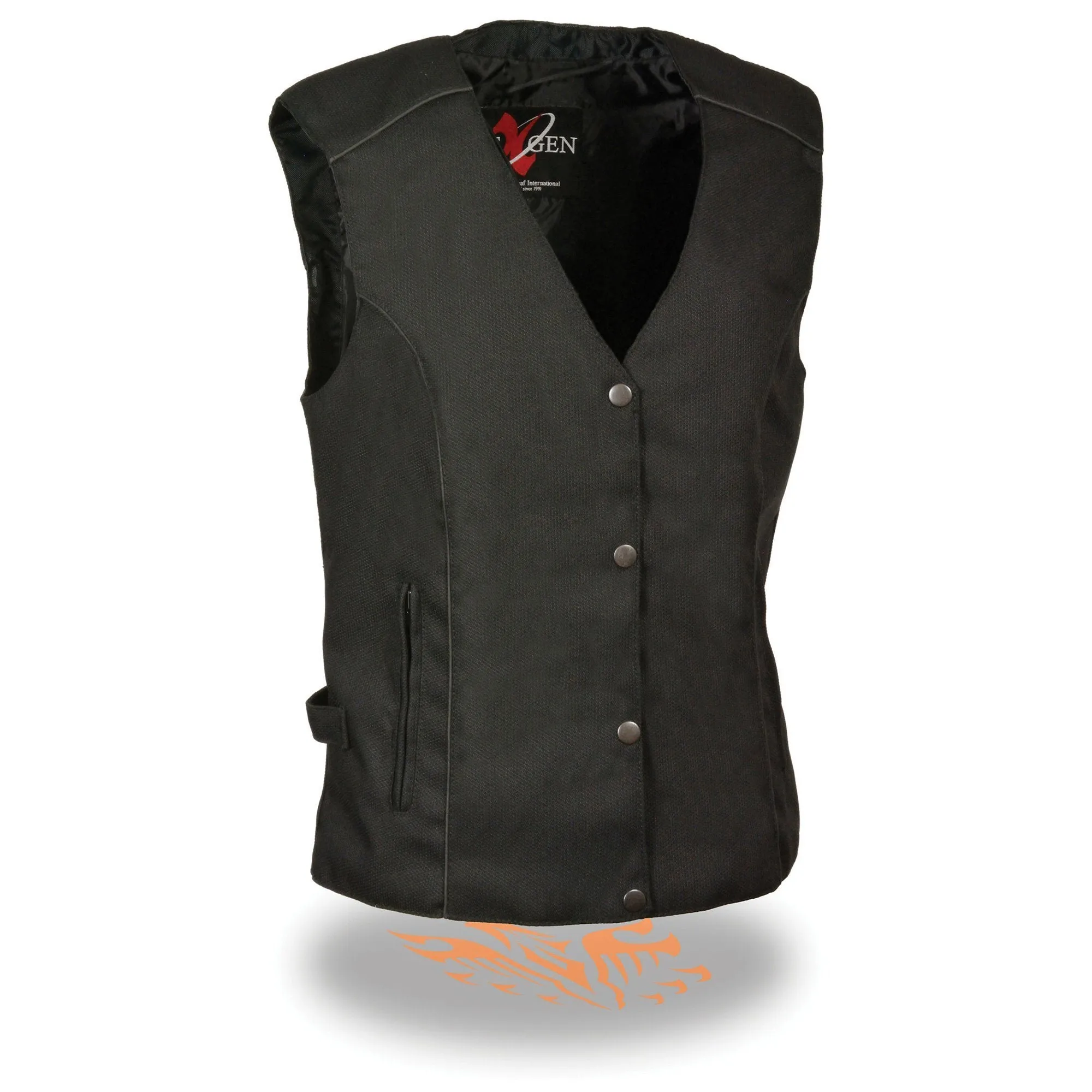 Milwaukee Leather MPL1955 Ladies 'Winged Embroidery' Black and Purple Textile Vest