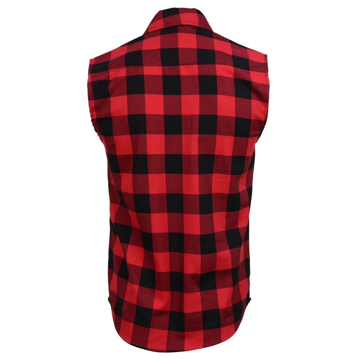 Milwaukee Leather MPM1649 Men’s Classic Black and Red Button-Down Flannel Cut Off Sleeveless Casual Shirt