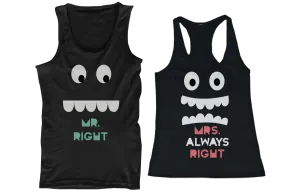 Mr. Right and Mrs. Always Right His and Her Matching Tank Tops for Couples