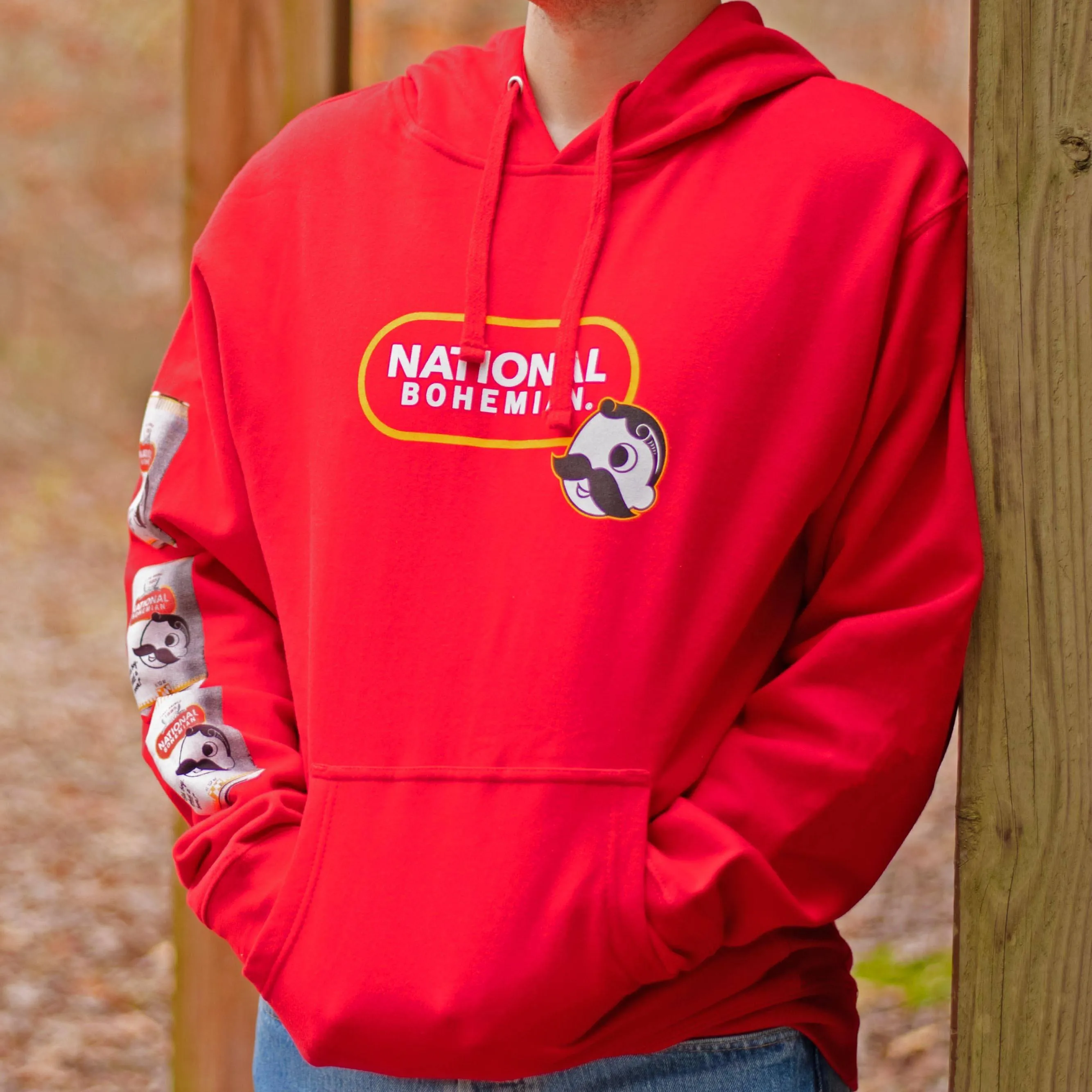 National Bohemian - Live Pleasantly Signature Can Sleeve (Red) / Hoodie