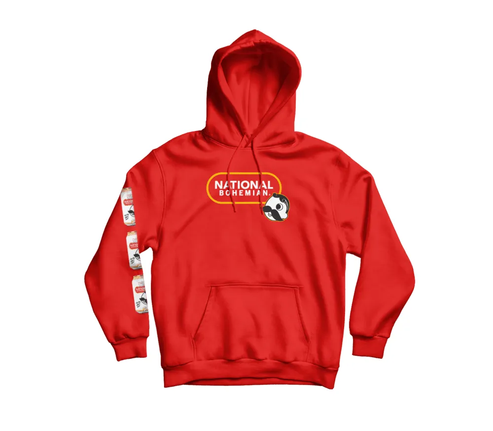 National Bohemian - Live Pleasantly Signature Can Sleeve (Red) / Hoodie