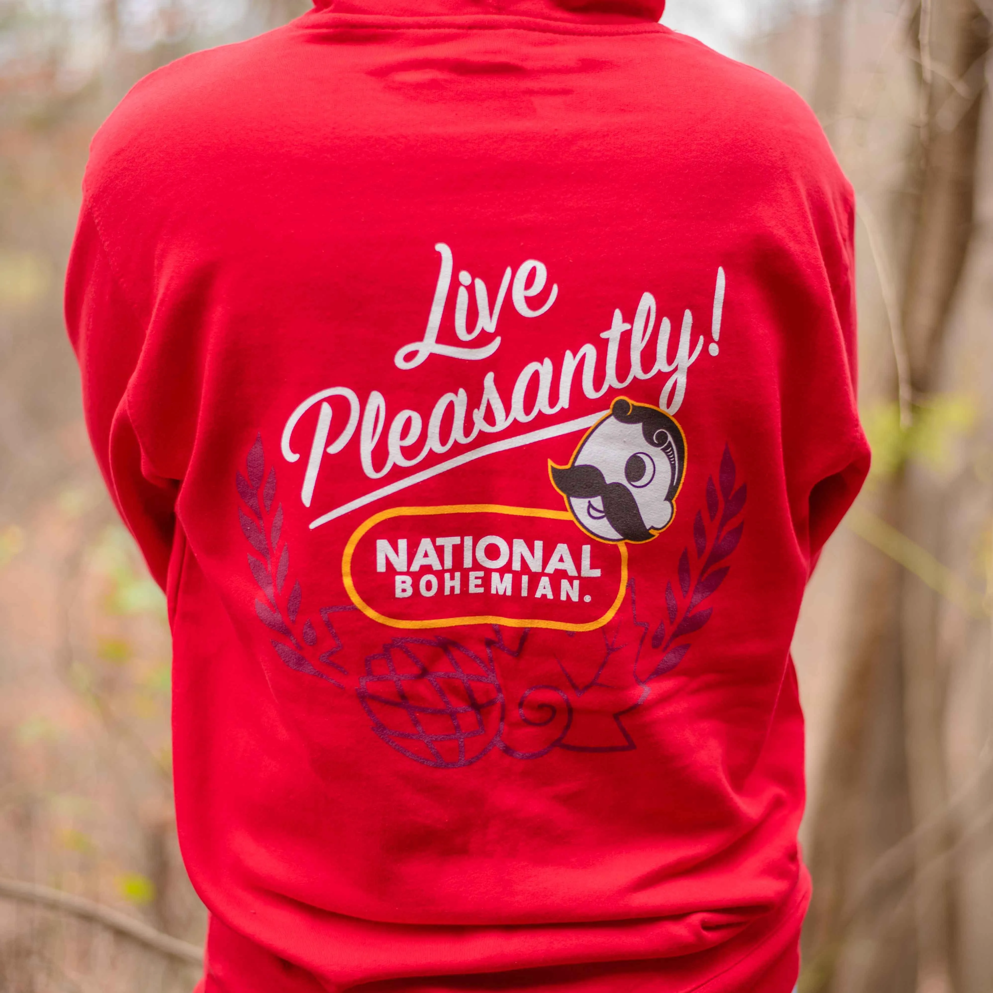 National Bohemian - Live Pleasantly Signature Can Sleeve (Red) / Hoodie