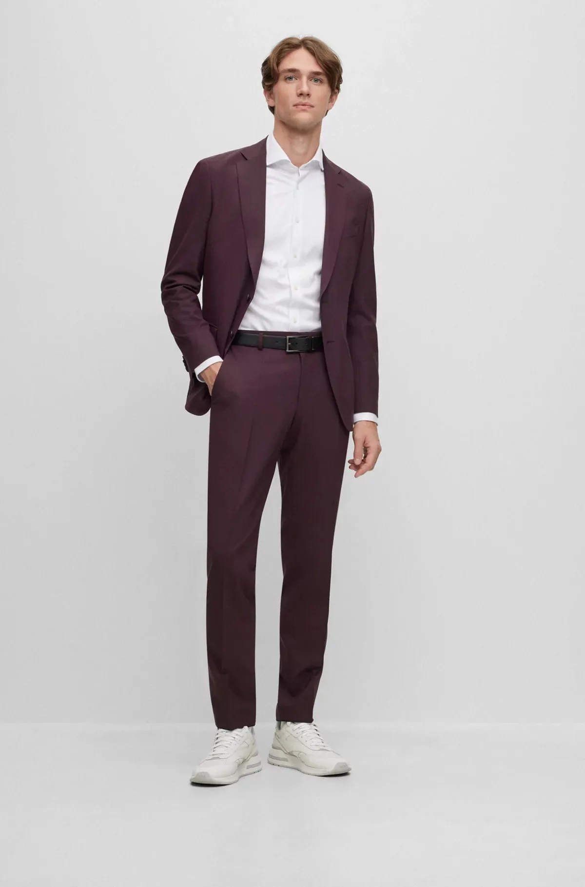 P-Huge 2 Piece Slim-Fit Suit in Melange Stretch Wool 50502500