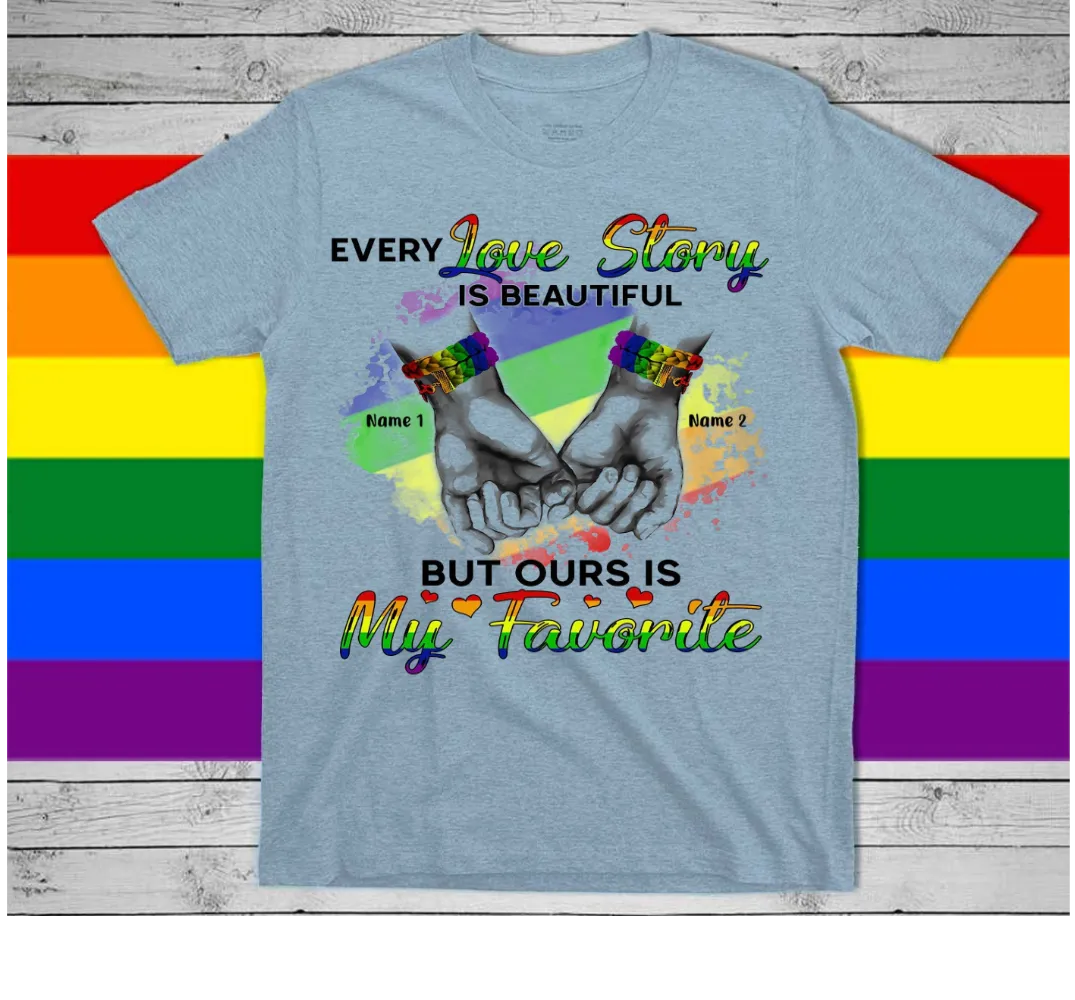 Personalized Pride Shirts, Gift For LGBTQ  Couple, Partner, Every Love Story Is Beautiful