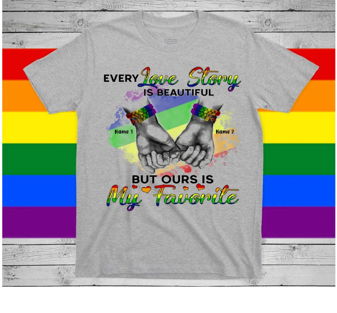 Personalized Pride Shirts, Gift For LGBTQ  Couple, Partner, Every Love Story Is Beautiful