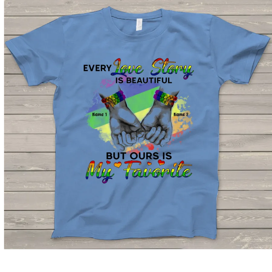 Personalized Pride Shirts, Gift For LGBTQ  Couple, Partner, Every Love Story Is Beautiful