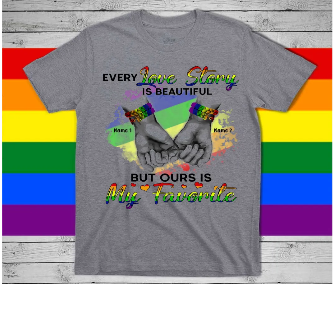 Personalized Pride Shirts, Gift For LGBTQ  Couple, Partner, Every Love Story Is Beautiful