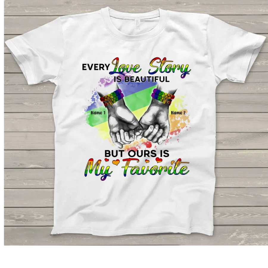 Personalized Pride Shirts, Gift For LGBTQ  Couple, Partner, Every Love Story Is Beautiful