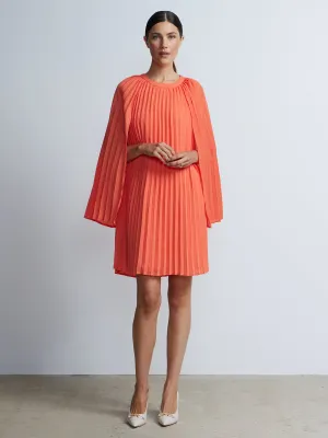 Pleated Cape Swing Dress