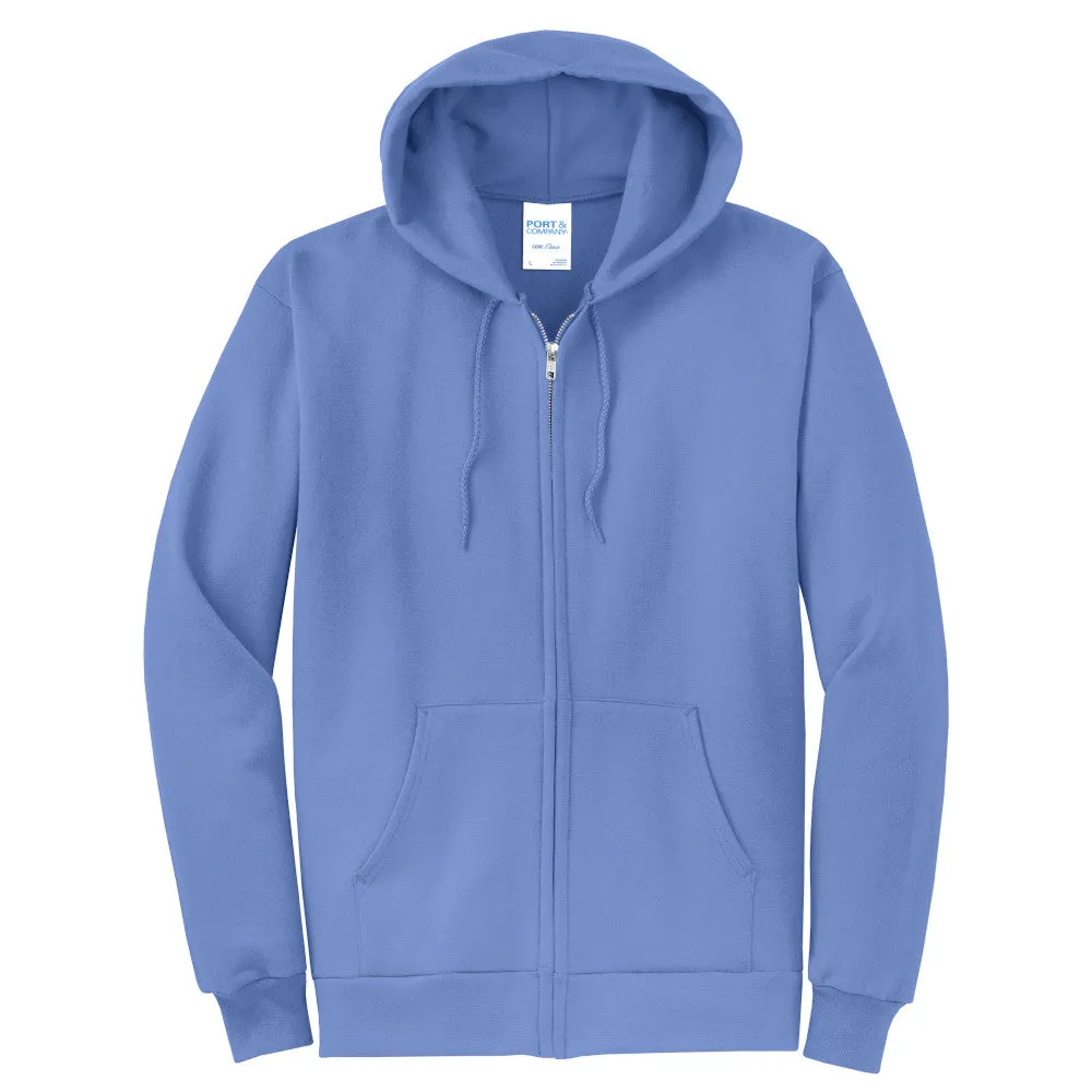 Port & Company® Core Fleece Full-Zip Hooded Sweatshirt - Carolina Blue