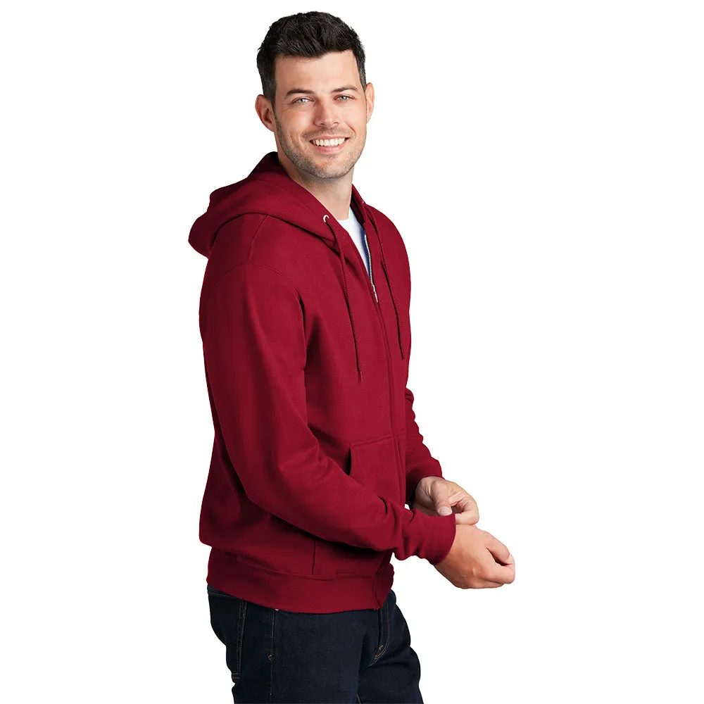 Port & Company® Core Fleece Full-Zip Hooded Sweatshirt - Red