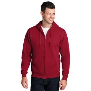 Port & Company® Core Fleece Full-Zip Hooded Sweatshirt - Red