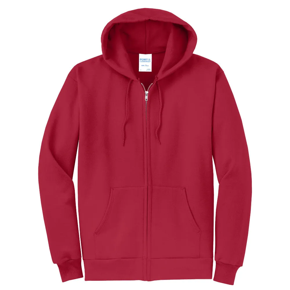 Port & Company® Core Fleece Full-Zip Hooded Sweatshirt - Red