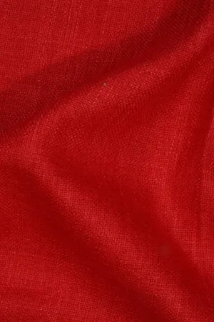 Ribbon Red Silk Linen (Matka) Fabric