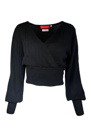 Robertson Madison 100% Cashmere Kim Crossover V Sweater CR24-C-037 | Black