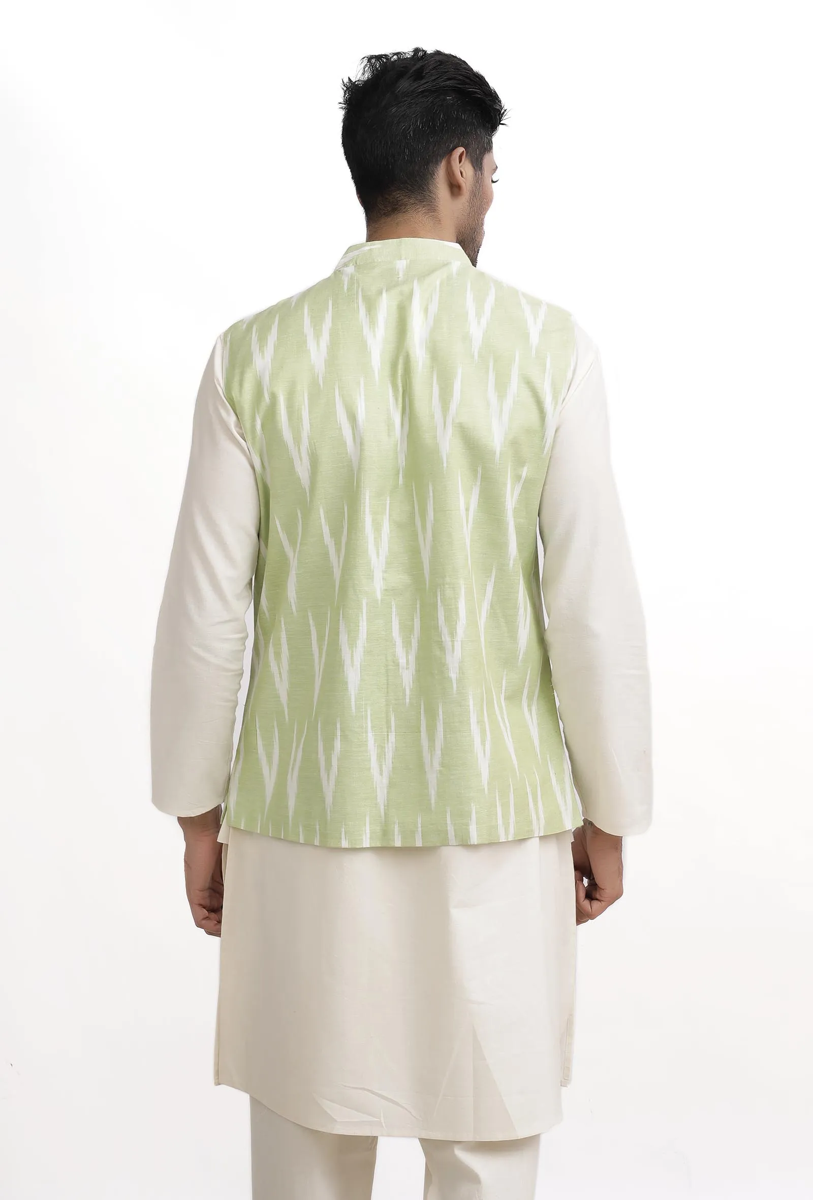 Sea Green Ikat Nehru Jacket