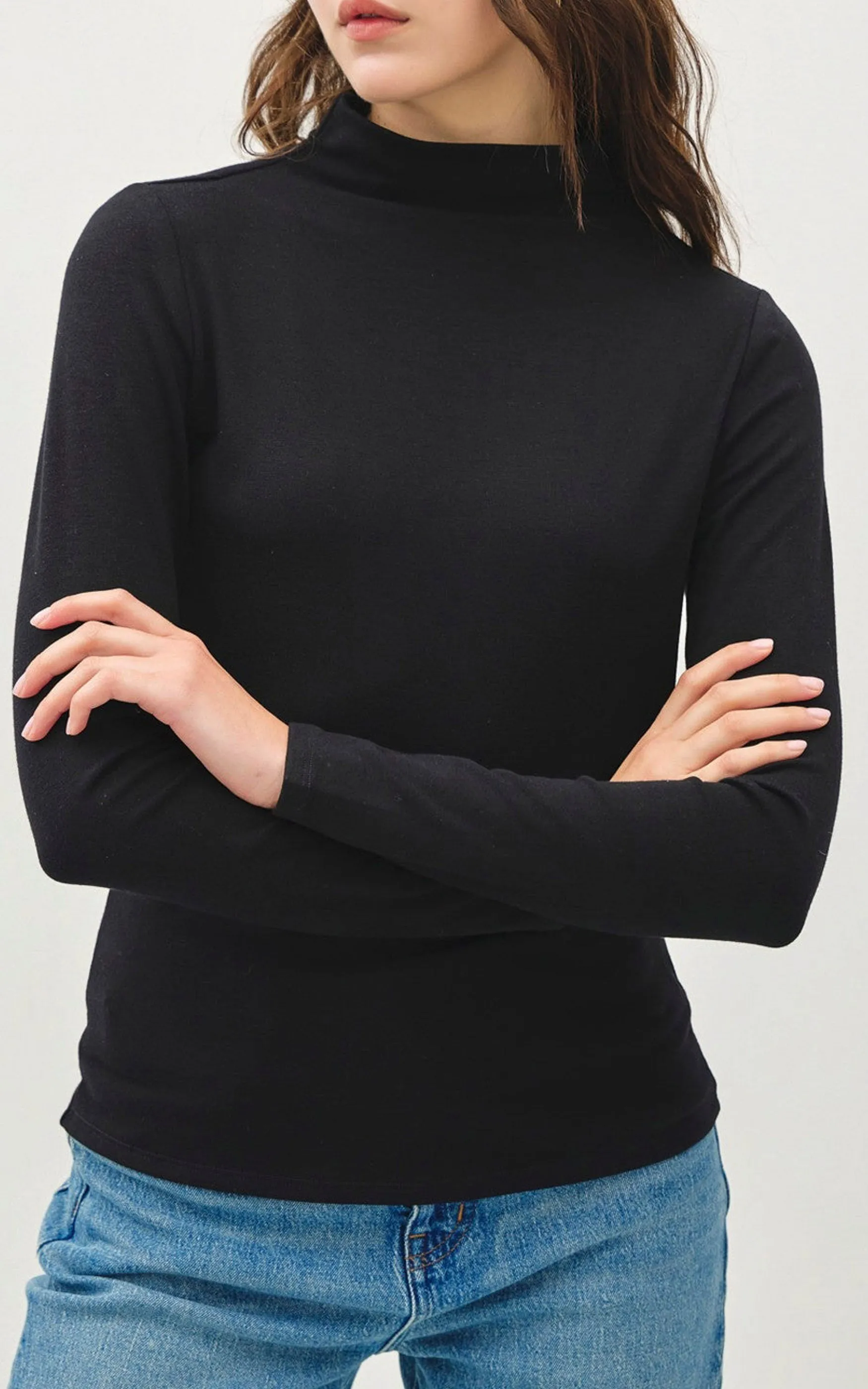 Soft Mockneck Knit Long Sleeve Top - Final Sale