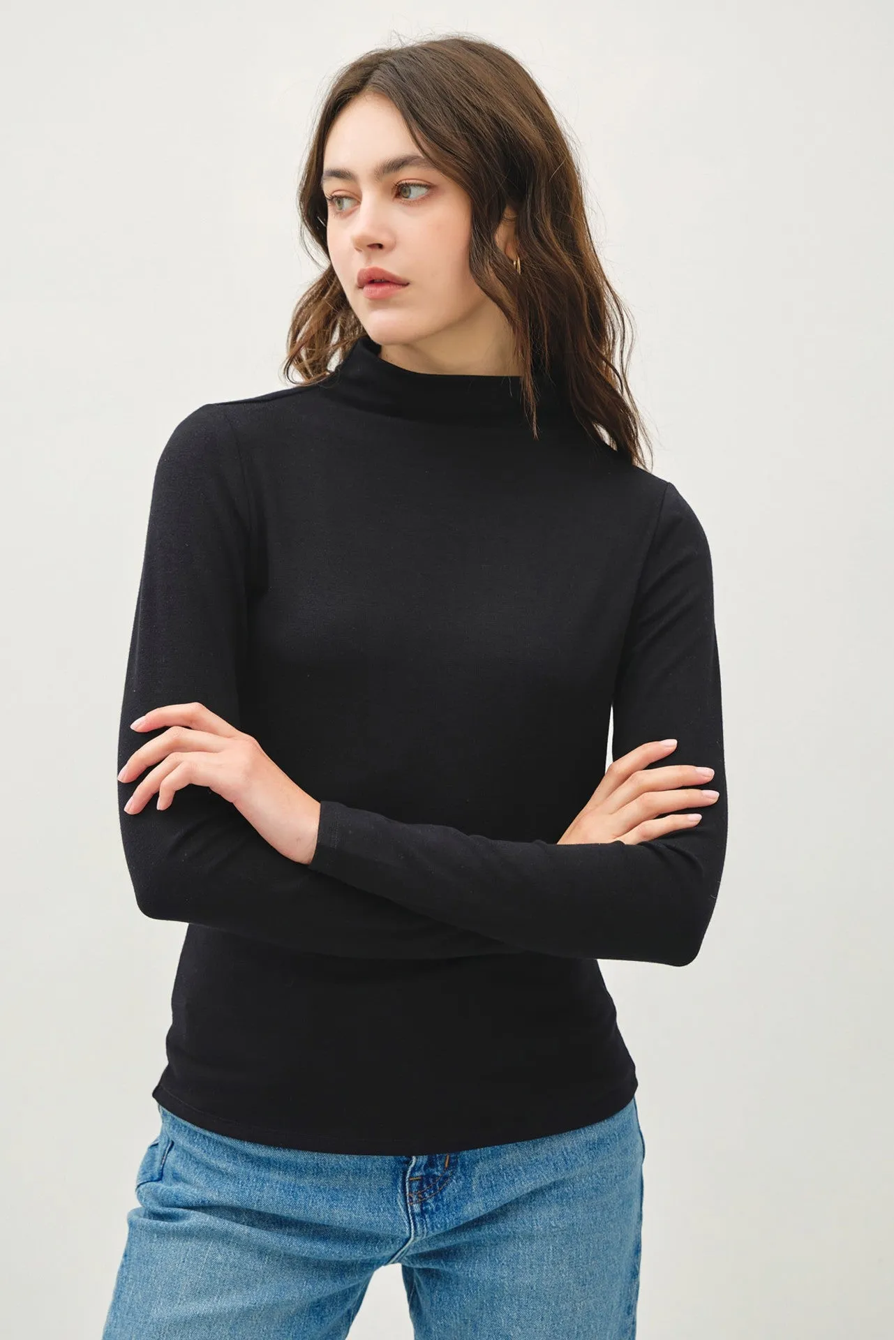 Soft Mockneck Knit Long Sleeve Top - Final Sale