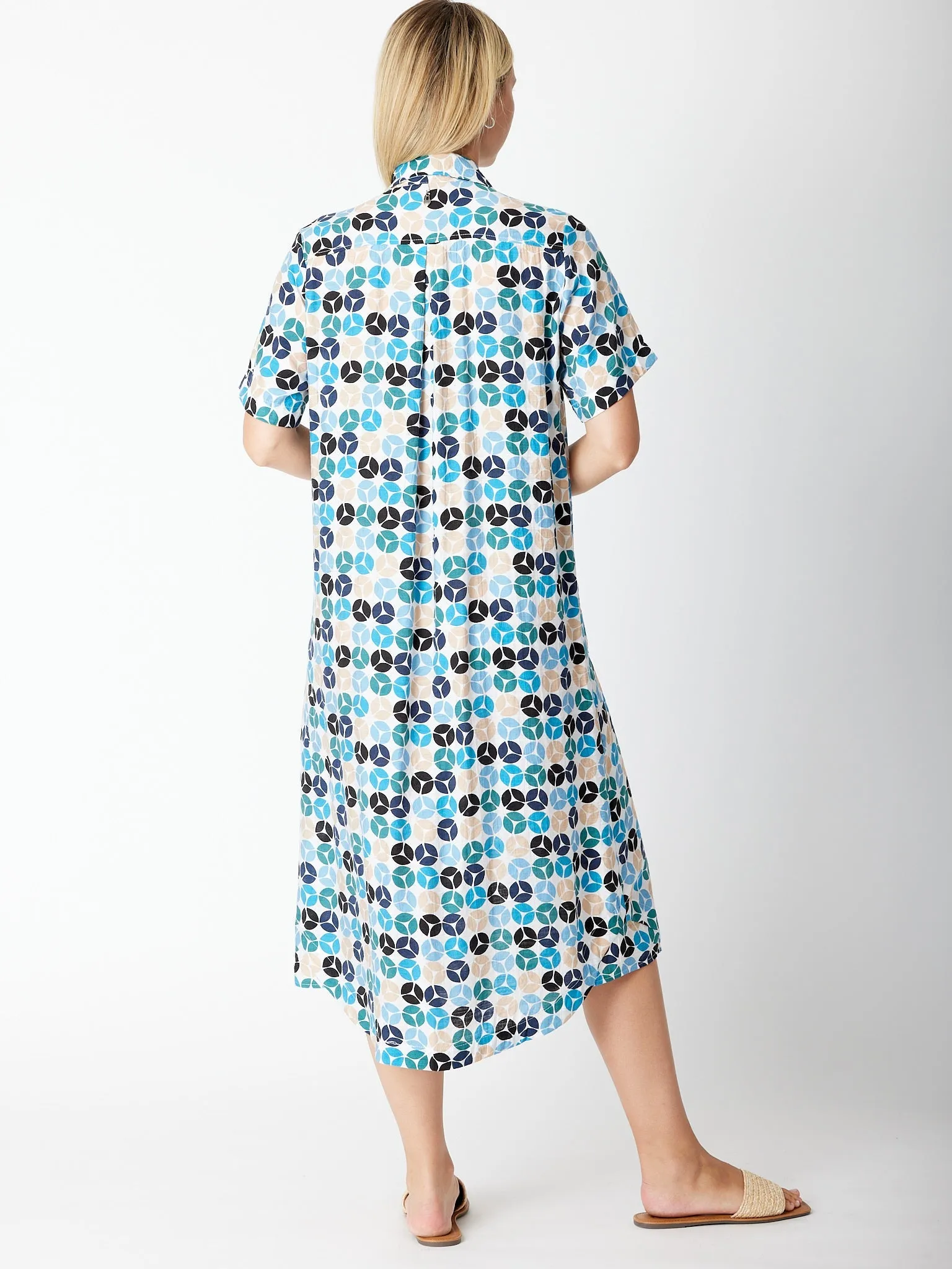 Top Stitch Shirt Dress - 30215 Blue