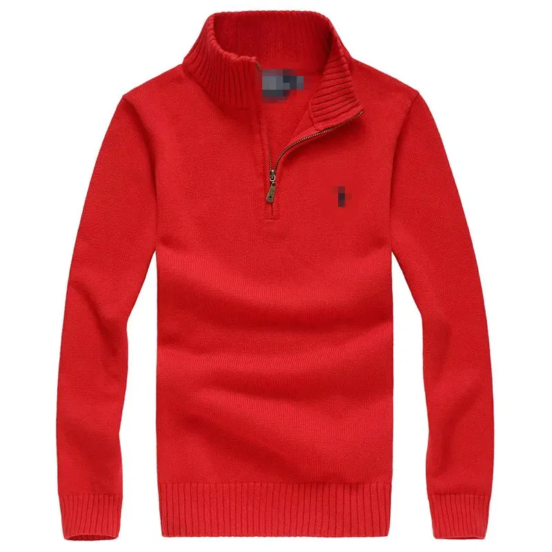 Typical Men's Sweater Designer Polo Half Zipper Hoodie Long sleeved Knitted Twisted Horse High Collar Men's and Women's Embroidered Warm Top