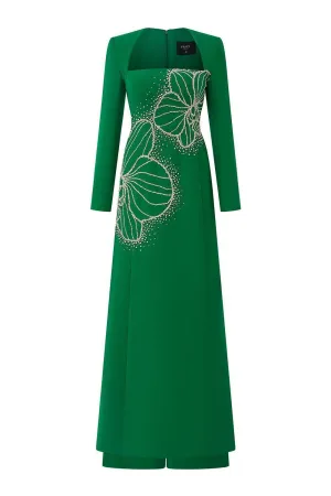 Vivacy Sheath Queen Anne Neck Velvet Satin Floor Length Ao Dai