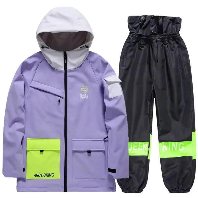 Winter Thick Ski Coat & Matched Pants Set Insulated Snowwear