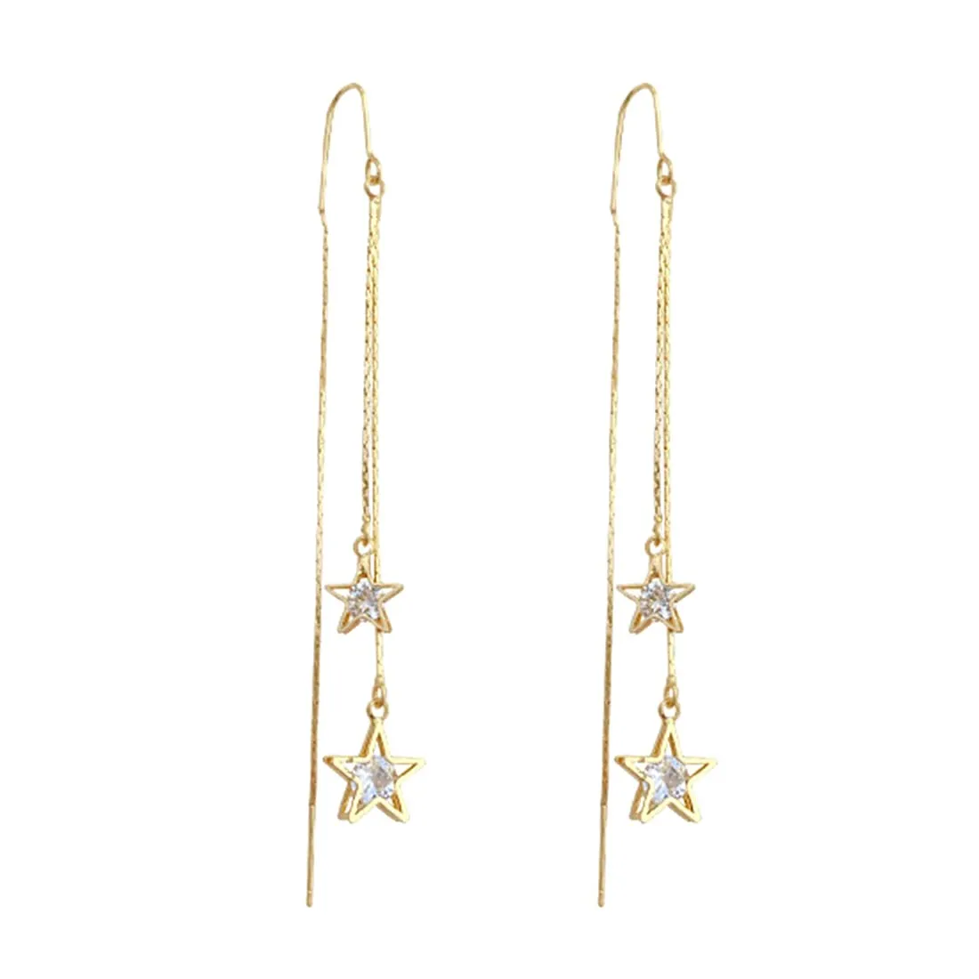 Yellow Chimes Earrings For Women Gold Tone Elegant Crystal Star Shape Dangle Earrings For Women and Girls